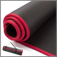 10 mm extra dick 183 cmx61 cm hochwertige NRB-Slip-Yogamatten für Fitness Tasteless Pilates Fitnessstudio-Übungen mit Bandagen198i