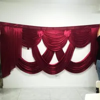 10ft Wid Burgundy Color Wedding Curtain Swags Backdrop Party Wedding Decoration Stage Background Swags Satin Wall Grapes318b