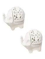 Candle Holders 2Pcs Tealight Holder Elephant Hollow Ceramic Light For Dining Table And Home DecorCandle3578572