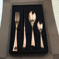 Dinnerware Sets 4pc/set Gold Rose Stainless Steel Contos com caixa de presente Luxo Western Luxurware Dinner Fork S Poon Knife
