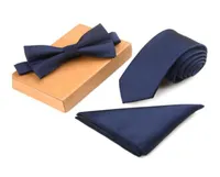 Slim Tie Set Men Bow Tie and Pocket Square Gusleson Bowtie Slitte Cravate Handkuft Papillon Man Corbatas Hombre Pajarita H1019531036