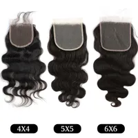 11A Closure Human Hair HD Transparent Closure Straight Body Wave Pre Plucked With Baby Hair Free Part Curly Wave Brazilian Virgin Human Hair Wet And Wavy 4x4 5x5 6x6