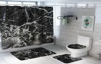Patrón de mármol Patrón de baño Cortina de baño Pedestal Alfombra Tapa cubierta de toallero