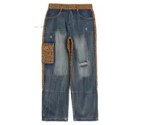 Hole Leopard Rastar Jeans informales para hombres y mujeres Palacecines rectos Pantalones de mezclilla