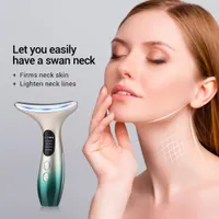 Face Care Devices Neck Beauty Device EMS 3 Colors LED Pon Therapy Skin Tighten Reduce Double Chin Anti Wrinkle Massager Lifting Tool 230307