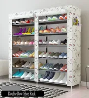 Clothing Wardrobe Storage DIY Large Capacity Double Row Shoe Rack Home Multilayer Dormitory Dustproof Shoes Shelf Cartoon Cloth1265368