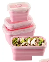 Lunchlådor 4 datorer Sile Lunch Box Portable Bowl Colorf Folding Food Container Lunchbox 3505008001200ML ECOfriendly Drop Delivery2547549