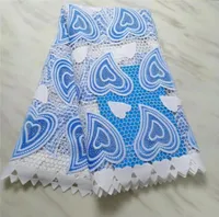 Wstążka tollola afrykańska francuska koronkowa tkanina z aksamitnymi wysokiej jakości kamieniami sznurkowymi 5yards Blue8516323