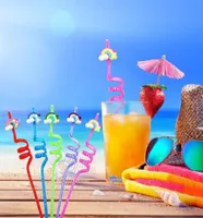 Drinking Straws 24pcs Color Curve Straw Rainbow Candy Cartoon Cocktail Disposable Wedding Birthday Party Bar Drink Accessories8336899