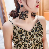 Dangle Earrings 925 Silver Needle Leopard Print Earring Retro Nightclub Exaggerated Big Fabric Fashion Jewelry 2023 For Women