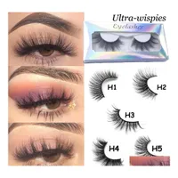 False Eyelashes 25Mm Lashes 3D 100 Mink Hair Dramatic Long Wispies Fluffy Eyelash Fl Strips Extension Makeup Tool Drop Delivery Heal Dhdjn