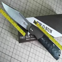 TwoSun Messer Survival Outdoor Titanium Carbon Fiber Flipper Pocket Folding Knife TS117-M3902431