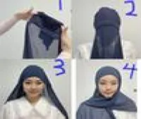 Instant Hijab With Cap Heavy Chiffon Jersey For Women Veil Muslim Fashion Islam Scarf Headscarf 2207046097850