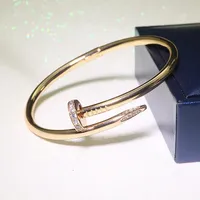 Classic designer bangle Gold Silver nail bracelet Titanium Steel Cuff fashion bangles nlay Diamond Bracelets Womens Mens Love Jewelry Gift