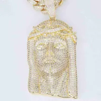 المصمم مجوهرات 925 الفضة الصلبة الذهب المطلي بالرجال الماس يسوع قلادة VVS Moissanite Iced Out Hip Hop Jesus