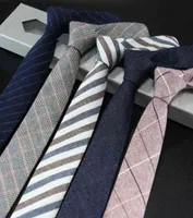 Męska wąska wersja bawełny i lnianej krawatów mężczyzny 6cm formalne noszenie biznesowe Casual Professional Work Check Father039S GIF5460752