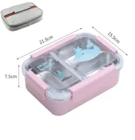 Cartoon 3 Partition Stainless Steel Kids Lunch Box LeakProof Children Bento Box Student Food Container Microwave Lunchbox C01256724506