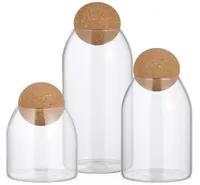 3pcs Transparent Glass Storage Tank Borosilicate Sealed Grains Container With Cork Bottles Jars4073609