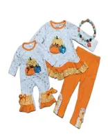 Girlymax Fall Baby Girls Pumpkin prickar Romper Toddler Pants Ruffles Set Boutique Sister039s Wear Match Accessories Kids Clothing6472998