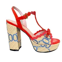 LAFITE WOVEN Sandals 고급 디자이너 드레스 신발 자수 장식 발목 스트랩 플랫폼 샌들 12cm 하이힐 여성 샌들 Danci Wedding Woman 's Shoe