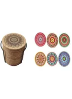 Mats Papas de corcho redondas con posavasos para colabas de soporte para tazas de vasos Velas en su mesa de comedor de vaso de madera o piedra7079791