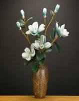 Magnolia Artificial Flowers PU Big Fake Blume Teddy Fresh Navy Blue Flores Artificiales de Alta Calidad Dekoration 2106244487919
