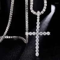 Pendant Necklaces Hip Hop Bling CZ Cross Iced Out Cubic Zirconia & Pendants For Men Jewelry Charm1248s