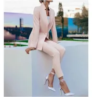 Women039s Two Piece Pants Blush Suits Fashion Mother of the Bride Tuxedos Long Sleeve Work Coat Blazer Custom Made Slim Office 5455555