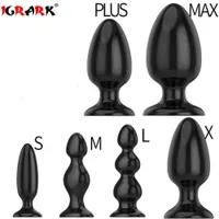 Anal Toys IGRARK Black Silicone Big Butt Plug 6 Sizes Smooth Soft Huge Adult Erotic Gay Sex For Woman Men 230307