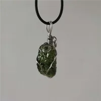 A Natural Moldavite green aerolites crystal Falling stone pendant energy apotropaic 4g-6g lot rope Necklace 102273u