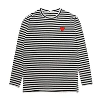 camisetas para hombres de diseñador para hombres de moda camisa rayada de corazón rojo thish quanlity camiseta casual camisetas insignia de algodón bordado de algodón manga larga para hombres de manga de verano