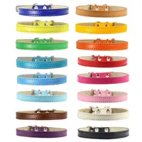 PU Pet Collar Leather Pet Solid Soft Colourful Collars Dogs Neck Strap Adjustable Safe Puppy Kitten Cats Collar267Z
