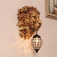 Lampada da parete leone europea oro retrò lampada vintage in cristallo sconde lampade da soggio