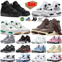With Box 4s Basketball Shoes Women Men Air Jordas Jordens 4 Seafoam Military Black Cat Offs White Oreo Fire Red Thunder Sail University Blue Infrared Sports Sneakers