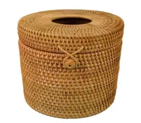 Round Rattan Tissue Box Vine Roll Holder Toilet Paper Capa Distribuidor de papel para Barthroomhomeel e Office16949618