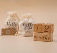 3pcsset Handmade Baby Milestone Cards Square Engraved Wood Infants Bathing Gifts Newborn Pography Calendar Po Accessories L9377088