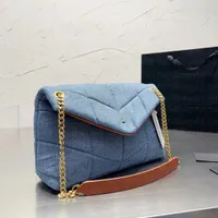 Дизайнерские сумки на плечах женщины Loulou Puffer вымытая джинсовая сумка Классическая лоскутная сумка мессенджер сумки для покупок