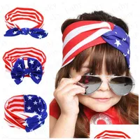 Hair Accessories Cute Girls Headband American Flag Rabbit Ear Band National Independence Day Striped Stat Baby Bowknot Headbands Hai Dhetu