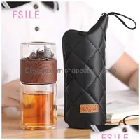 Water Bottles Fsile Fashion Classic Tea Separation Cup Female Portable Leakproof Doublelayer Glass Household Transparent Filter Drop Dh5Af