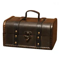 Jewelry Pouches Bags Retro Treasure Chest Vintage Wooden Storage Box Antique Style Organizer For Wardrobe Trinket Buckle13128
