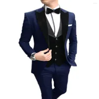 Men&#039;s Suits TPSAADE Men&#39;s Suit 3 Pieces Casual Slim Fit Black Notch Lapel Vest Man Tuxedos For Wedding Party (Blazer Pants)