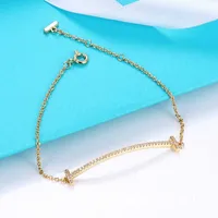 5BXA T Home Full Diamond Sorrindo Face Bracelet 18k Rose Gold Smile Moda Nicho Ins Design Sense Jóias femininas