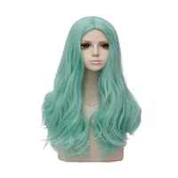 Minze grüne lange 24 -Zoll -wellige hitzebeständige Cosplay -Wig Fashion317s