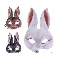 Parti Maskeleri Bunny Maske Hayvan Eva Yarım Yüz Tavşan Kulağı Paskalya Cadılar Bayramı Mardi Gras Kostüm Aksesuar Drop Teslimat Ev Bahçesi F DHLBF