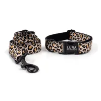 Dog Collars Leashes Personalized Dog Collar Custom Puppy Nameplate ID Tag Adjustable Black Buckle Leopard Print Basic Pet Collars Lead Leash Set 230309