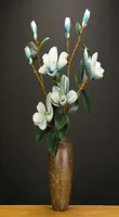 Magnolia Artificial Flowers PU Big Fake Blume Teddy Fresh Navy Blue Flores Artificiales de Alta Calidad Dekoration 2106248738379