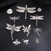 Charmes 1 pack Silver plaqué insecte mignon libellule abeille pendentif bricolage Collier de charme