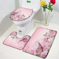 Tapijten natuurlijke bloem badkamer badmatten set gele zonnebloem rood roze roos aquarel bloemendeur tapijt decor niet-slip toiletkapmat