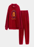 Fdlak mode ien chaude femme pyjama set new flannel hiver pyjama costume femelle en molleton de corail lâche J2207309746938