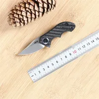 Green thorn 0022 titanium alloy folding knife D2 blade carbon fiber Titanium 3D handle outdoor fruit folding knife EDC tool269b